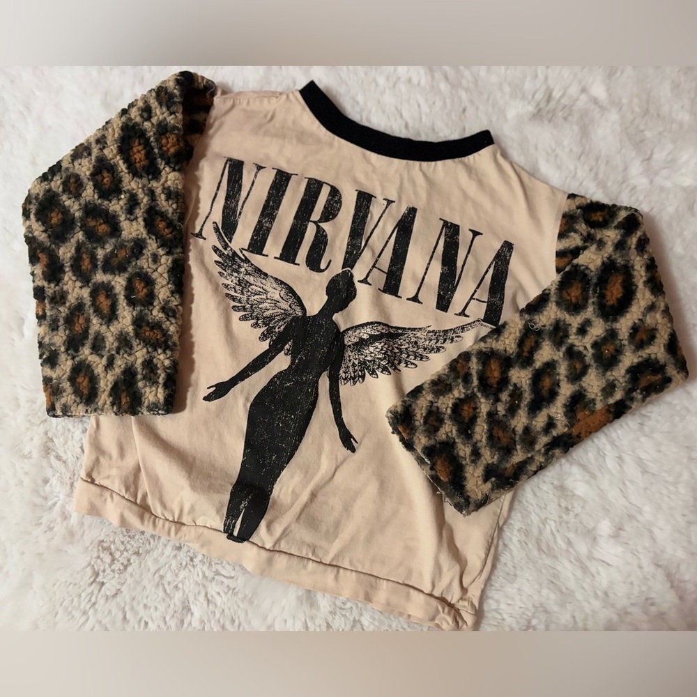 Nirvana Kids Long Sleeve Leopard Print Tee